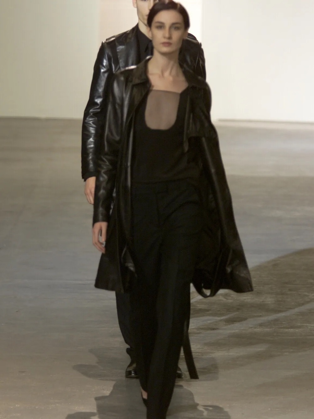 Vintage Black Leather Trench Coat - Women's Long Coat